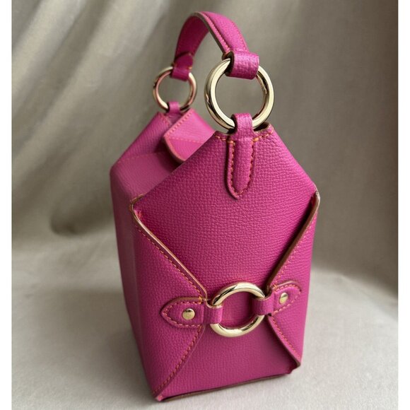 BNWT Jeff Wan Fuchsia Pink Lunch Box Purse W Long Strap - Picture 5 of 10